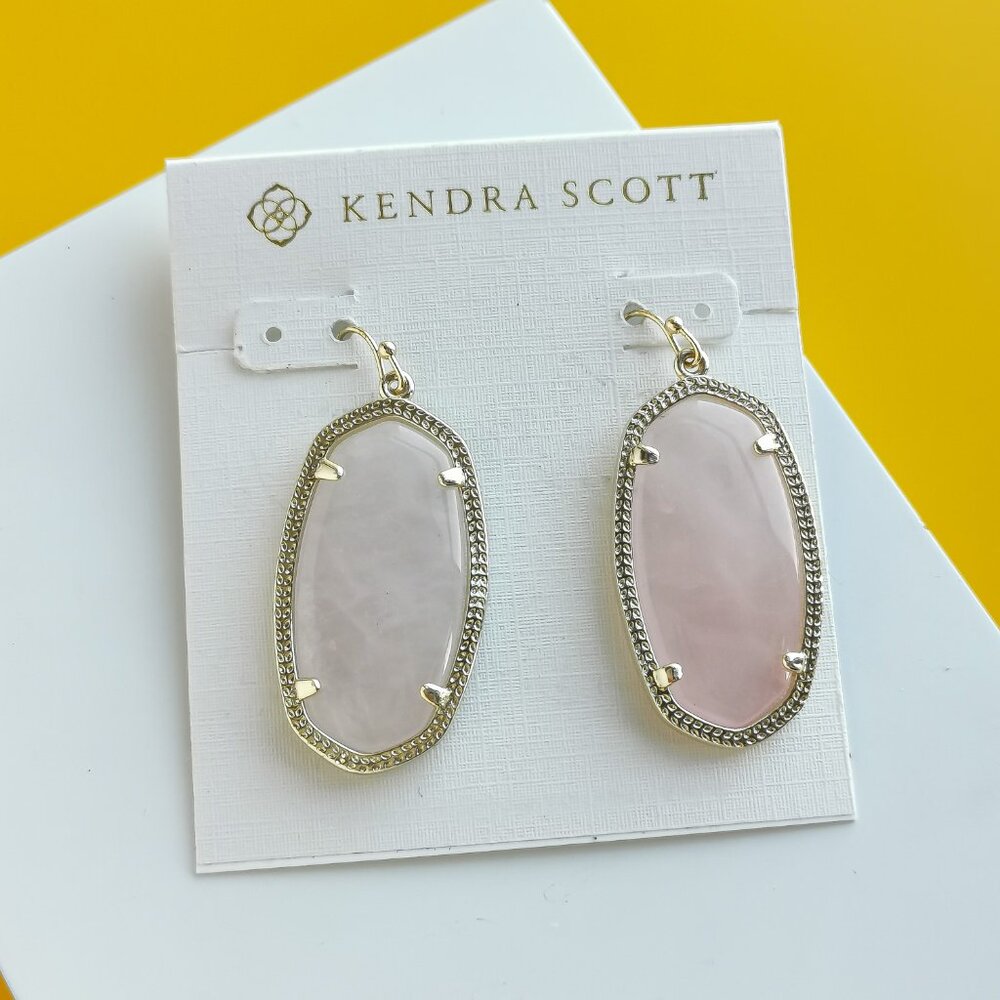 Elle Gold Rose Quartz Earrings by Kendra Scott